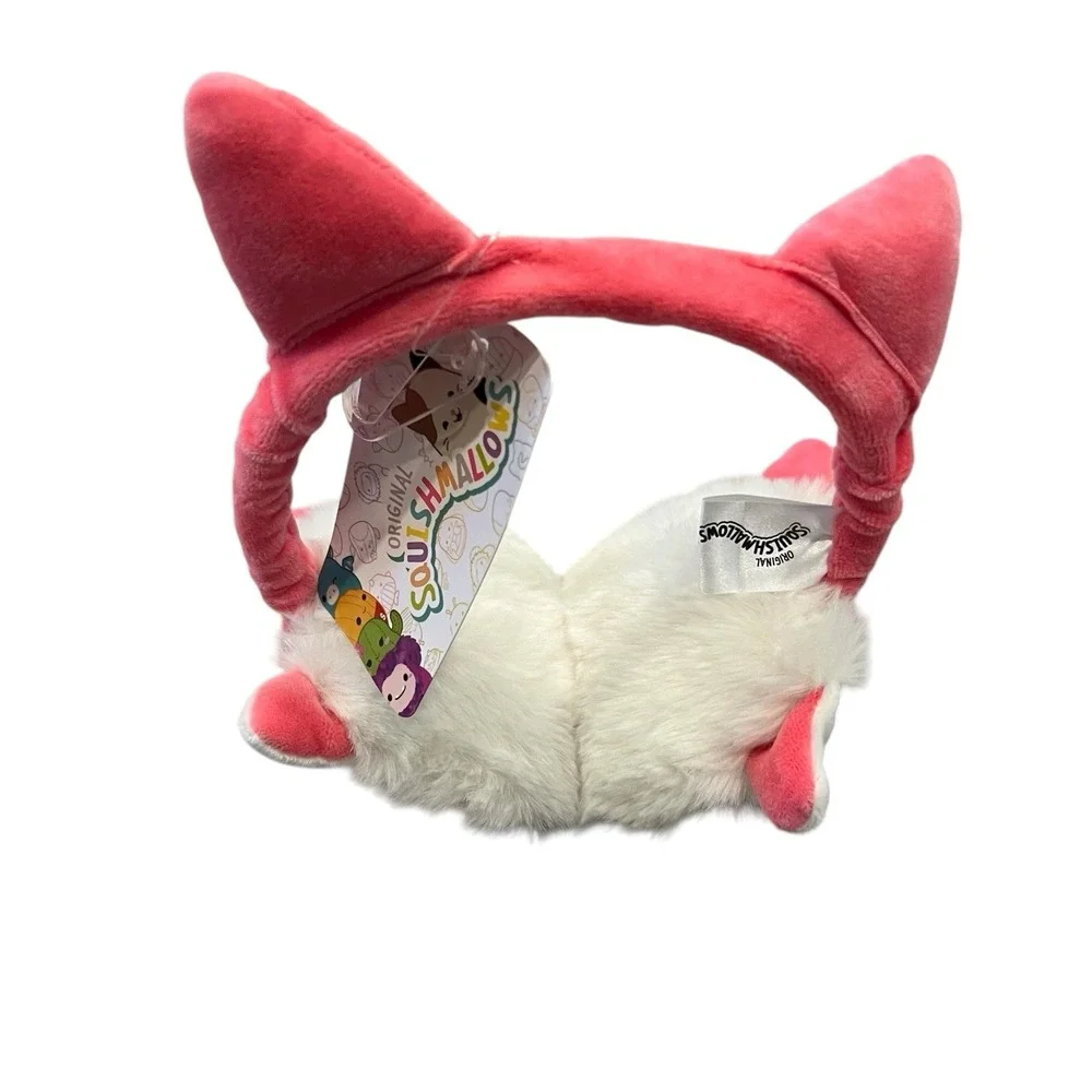 Squishmallows Fifi Pink White Fox Winter Earmuffs NWT Warm Fuzzy Ears Girls Gift